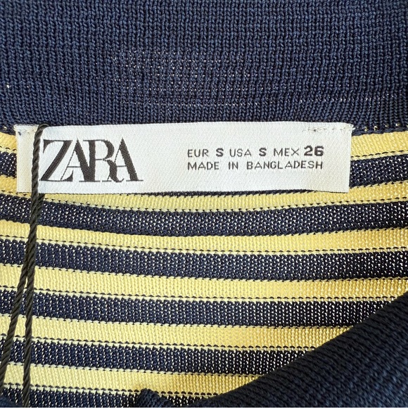 NWT ZARA Navy and Yellow Striped Women's Sweater- S - Picture 5 of 6